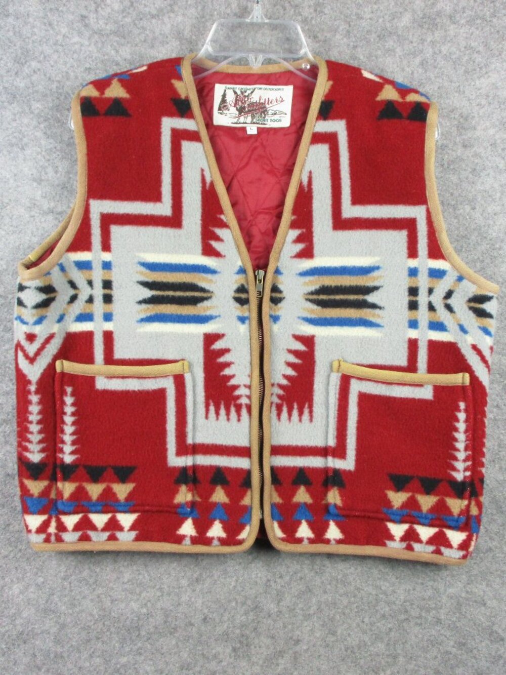 Allix Outfitters Vest Mens Large Red Southwestern Tweed Quilted Lined Pockets